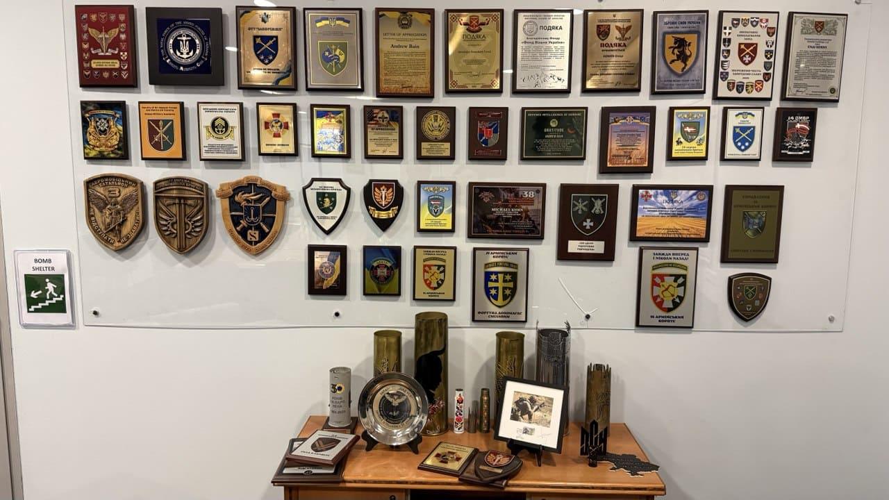 Plaques given in thanks from organizations we have worked with